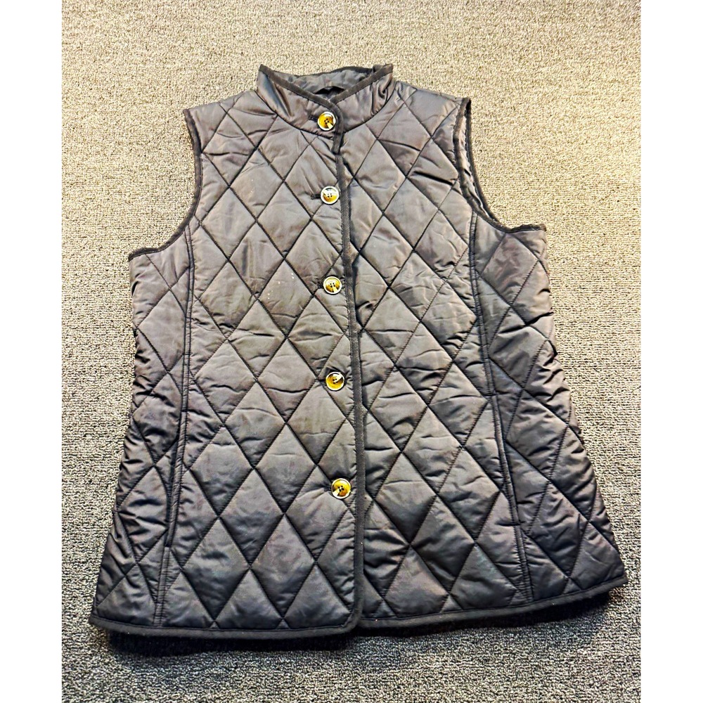 Kenneth Cole New York Women's Black Lined Button Front Mid-Length Vest Size L